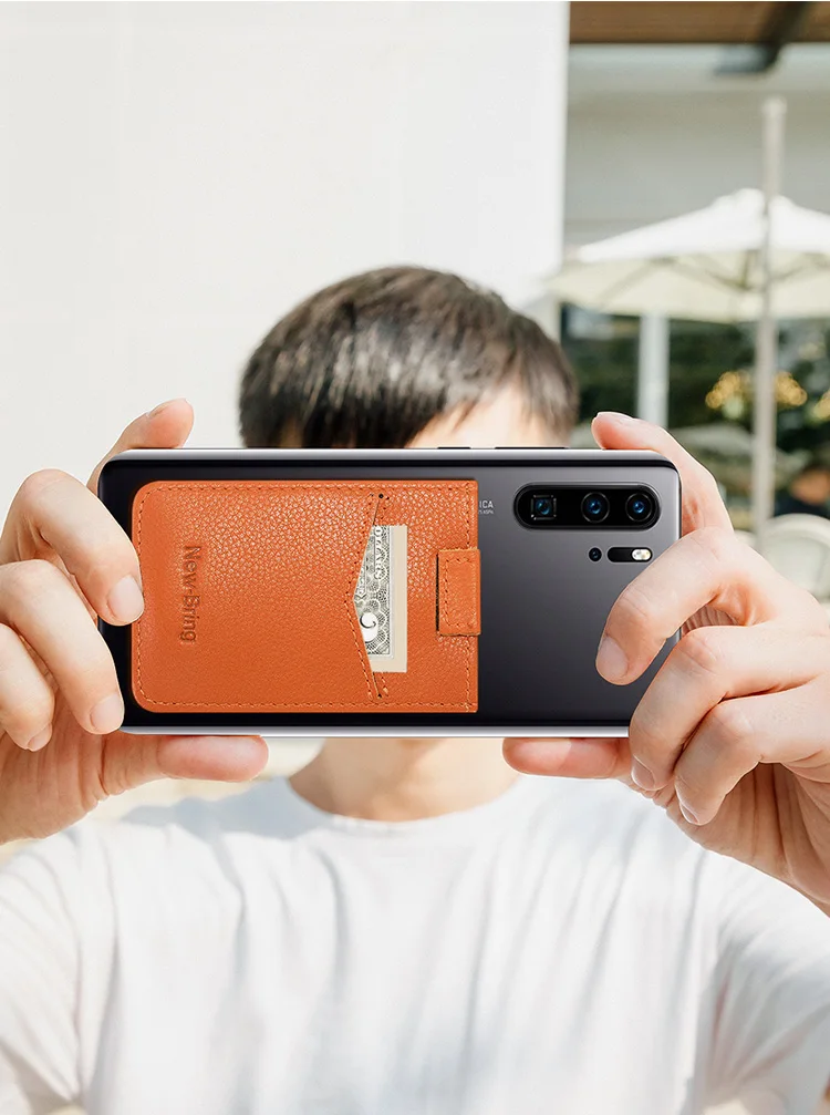NewBring, ультра тонкий, натуральная кожа, универсальный, задний ID держатель для карт, для телефона, бизнес, кредитный карман, 3 м, клейкий чехол, наклейка