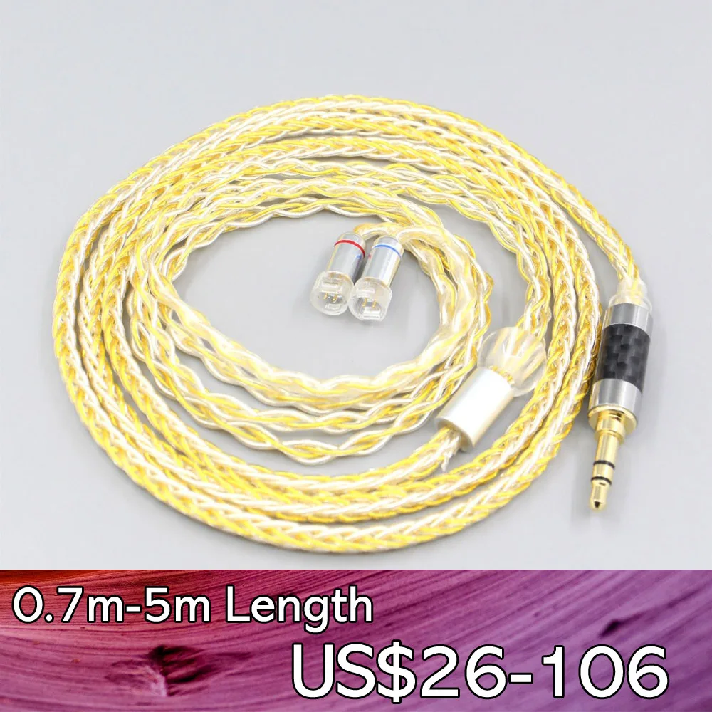 

8-ядерный OCC Серебристый позолоченный плетеный кабель для наушников LN007293 для Sennheiser IE8 IE8i IE80 IE80s, металлический штифт