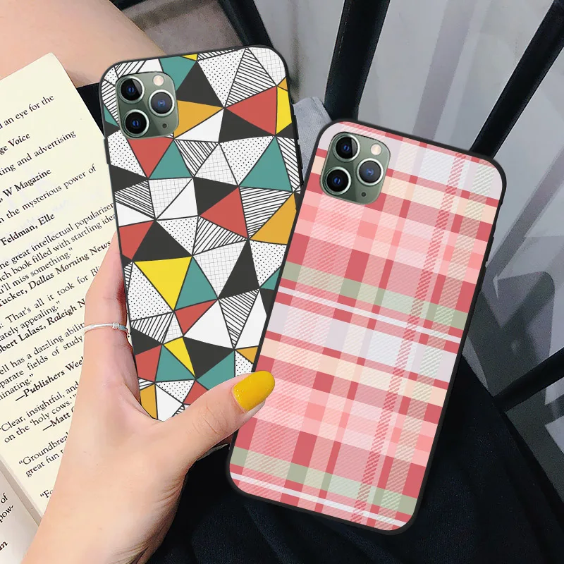 

7 8 plus SE2020 6S plus Soft TPU Silicone Rubber soft Lavender Plaid grid phone case cover for iPhone X Xs max 11 12 Pro Max XR