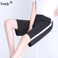 womens cargo casual loose sported elastic high waist trousers wide leg half pants summer shorts