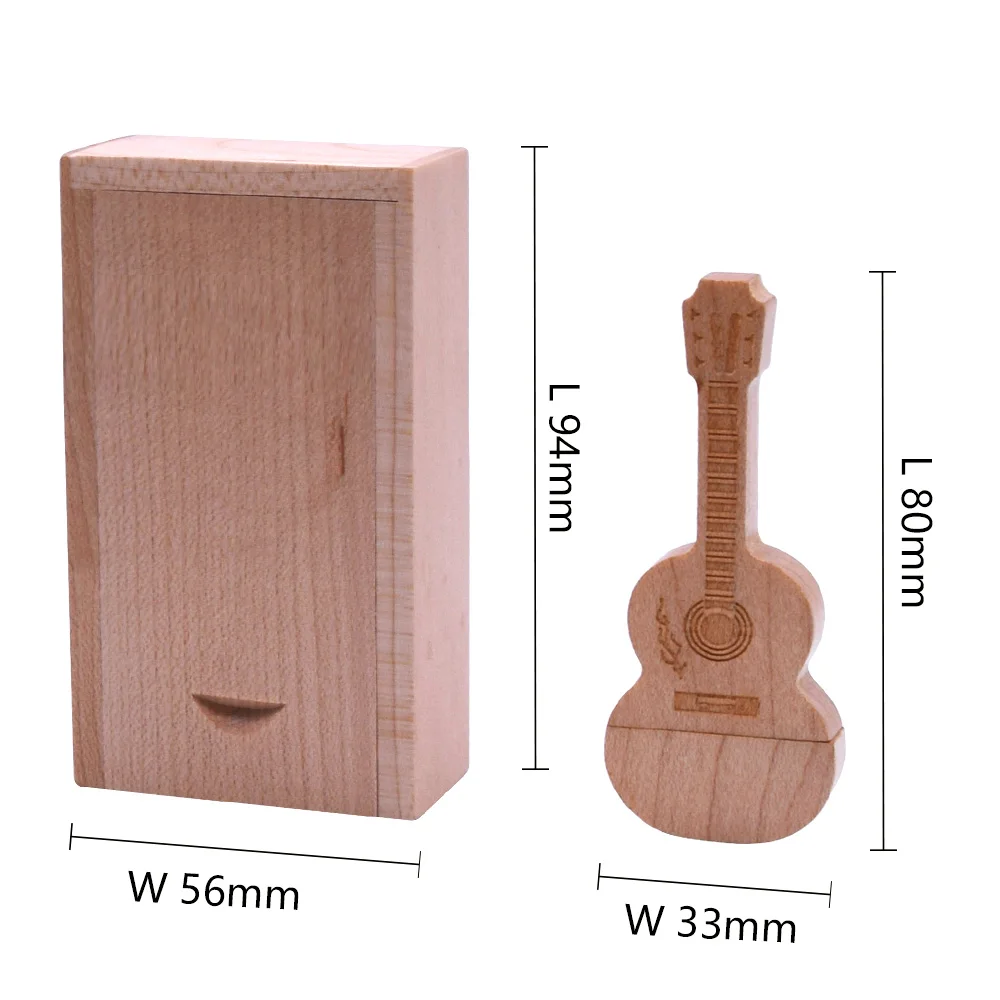Maple Wood USB Flash Drive 3.0 Guitar with Box 8GB 16GB 32GB 64GB 128GB Pendrive Over 10pcs Free Customize Logo for Gift | Компьютеры и