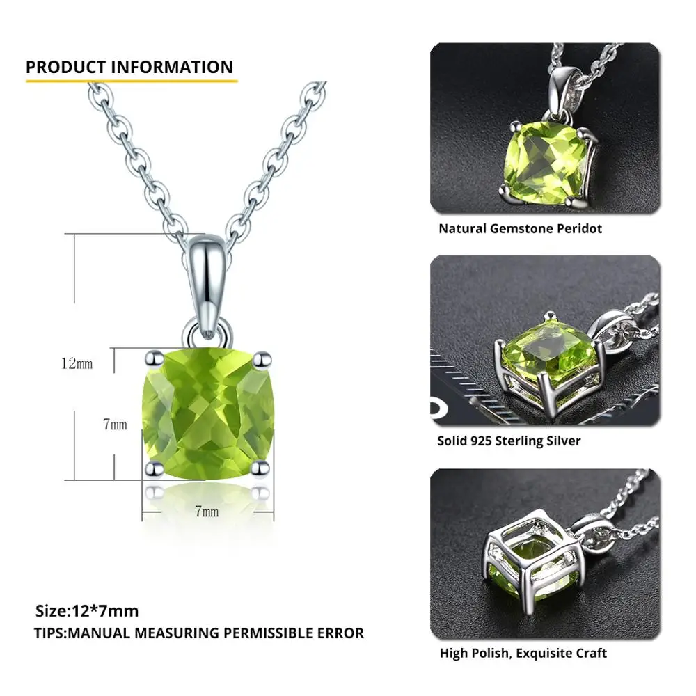 Цепочка из серебра 925 пробы с натуральным зеленым камнем|Подвески| |