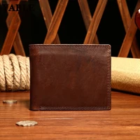 mens short genuine leather wallet rfid anti magnetic first layer cowhide fashion leisure wallet crazy horse leather purse