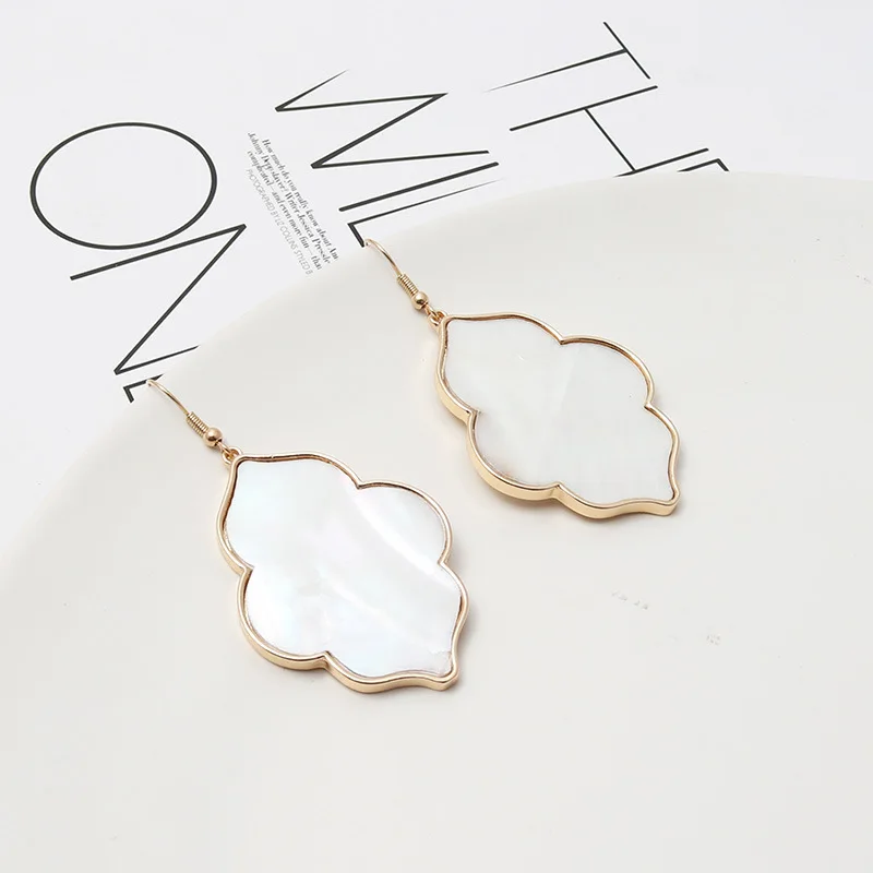 Cpop Trendy Faux Leather Leopard Earring for Women Gold Abalone Shell Pendant Drop Earrrings Fashion Jewelry Accessories | Украшения и