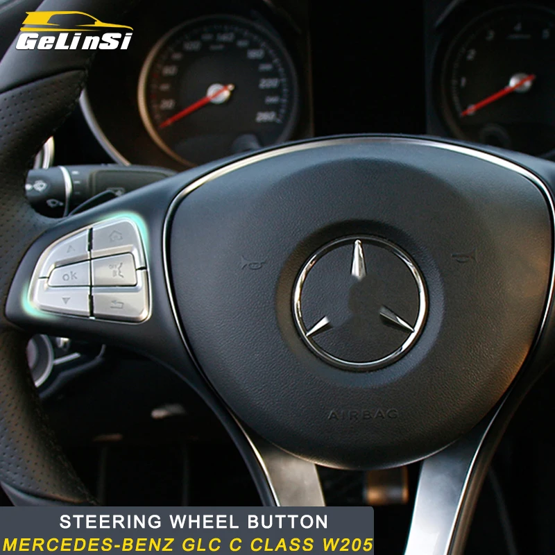 Gelinsi for Mercedes Benz C Class W205 2016-2019 Auto Car Steering Wheel Button Frame Trim Cover Sticker Decoration Accessories |