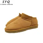 Женские замшевые ботильоны больших размеров 34-45, зимние теплые короткие ботинки из коровьей замши с нескользящей подошвой