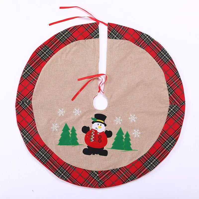 Новые рождественские украшения льняная машина вышитая юбка для дерева 90 см отель