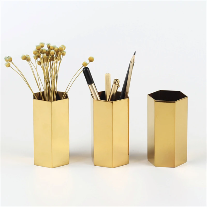 Золотой держатель для карандашей из нержавеющей стали с шестигранной ручкой