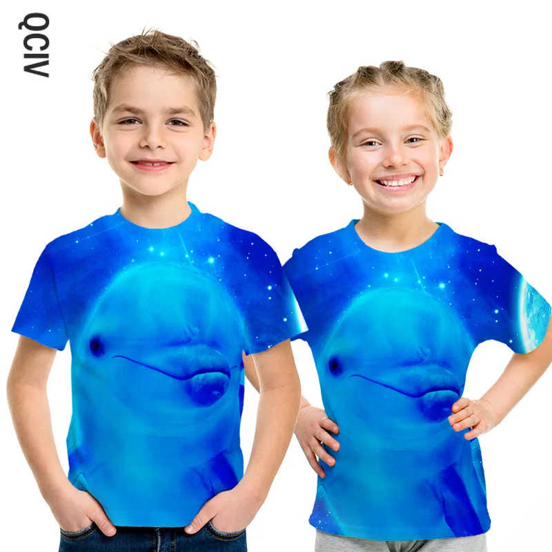 Детская футболка с рыбками 3d принтом Забавные футболки дельфином в стиле хип-хоп