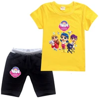 cartoon true and the rainbow kingdom t shirt shorts 2pcs set baby girl clothes children casual outfit boys short sleeve suits