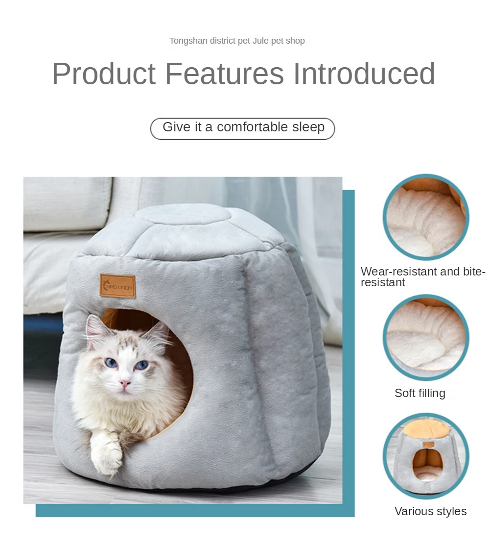 

Pet Nest Cat Sleeping Bag Dog Bed Winter Warm New Semi-Enclosed Stump-Shaped Pet Litter Thick Removable & Washable Free Shiping