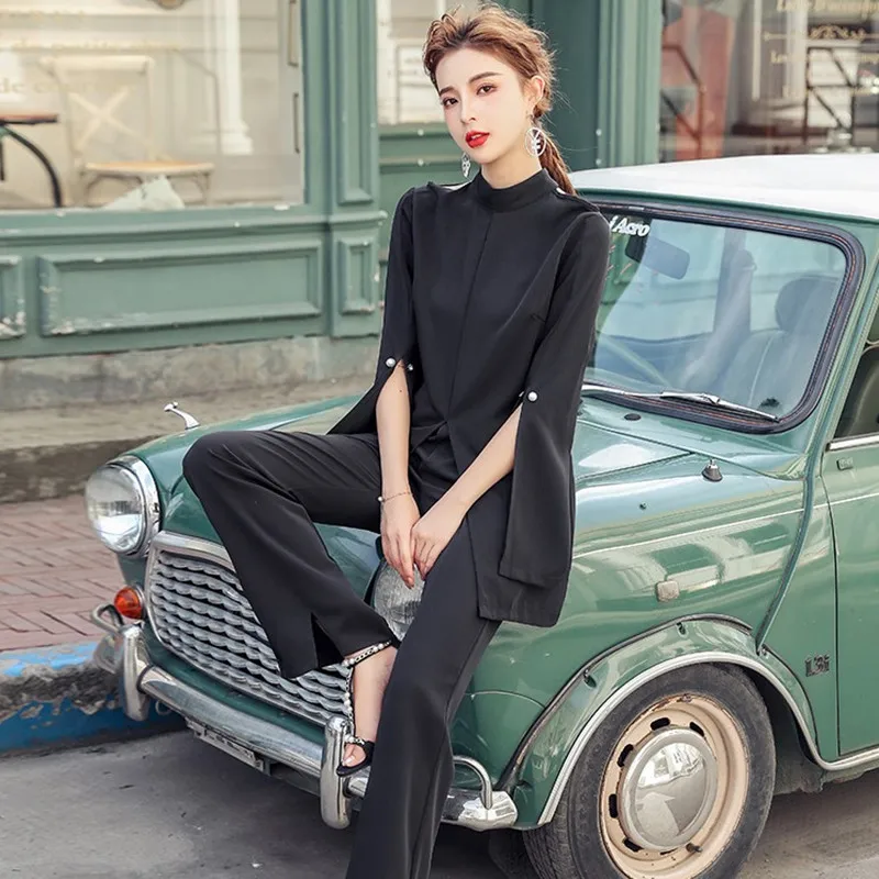 Костюм брючный ZAWFL женский из 2 предметов приталенный черный блейзер на одной