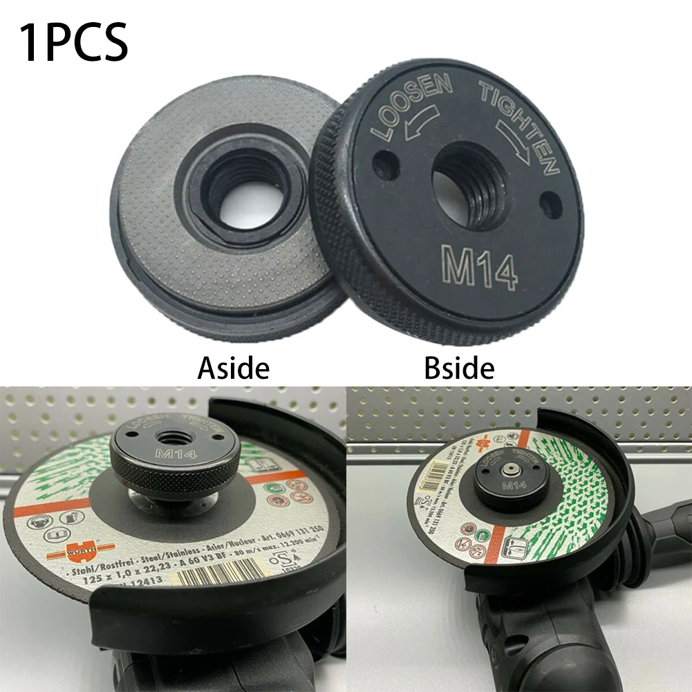 

1 шт. 50 мм Зажимная гайка M14, Фланцевая гайка, угловая шлифовальная гайка, гибкая Зажимная гайка 115-230, черная для электроинструментов Bosch Mkt w/...