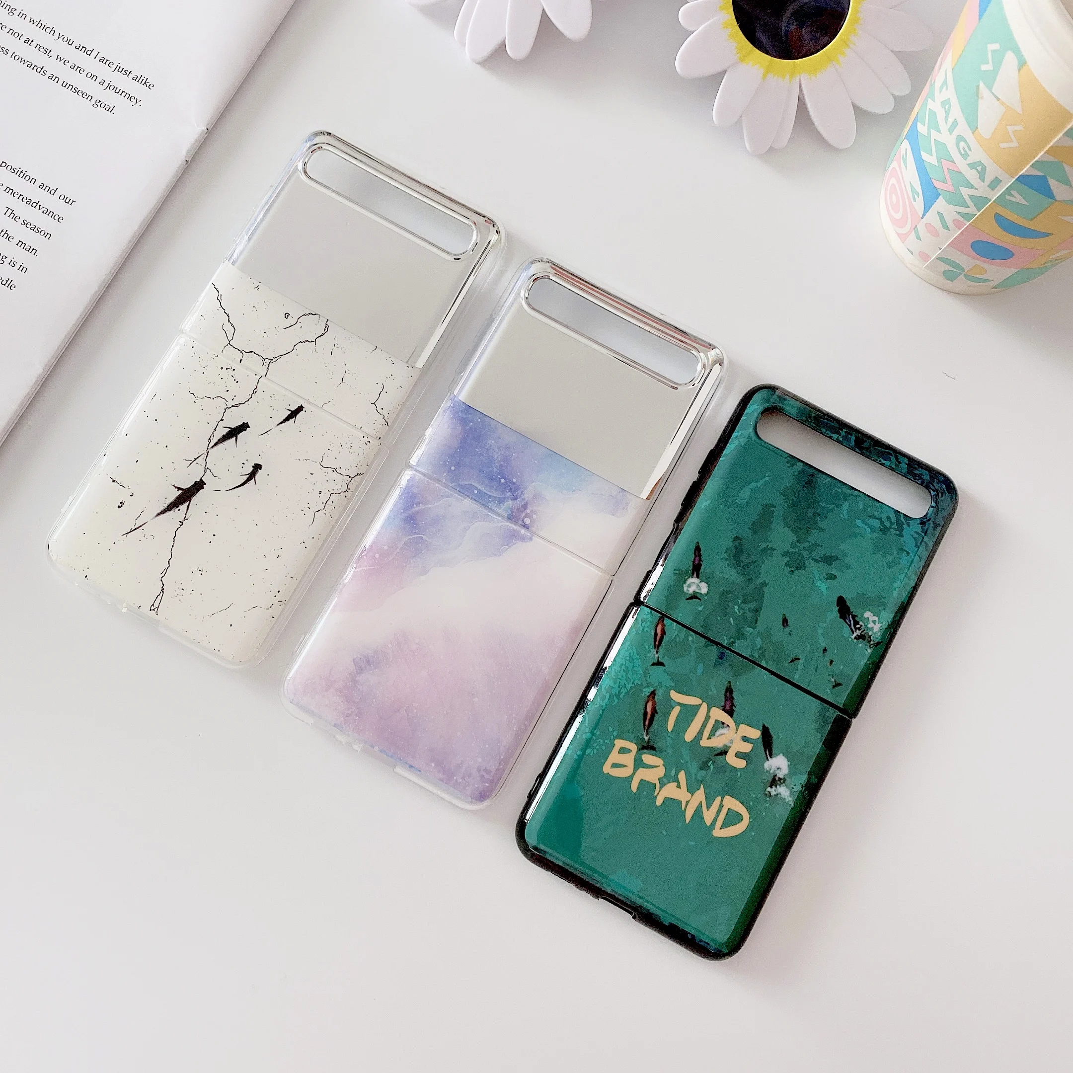 Зеркальный чехол для макияжа Samsung Galaxy Z откидной роскошный силиконовый изумрудно