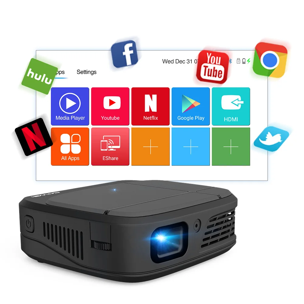 Мини 4K телефон проектор Caiwei H6AB Android 7 1 двойной WIFI 4 0 Мобильный Full HD DLP портативный