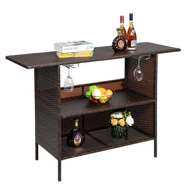 Mesa de Bar moderna, elegante y hermosa, Marr&oacute;n degradado, m&aacute;s f&aacute;cil de montar y ahora m&aacute;s resistente-2