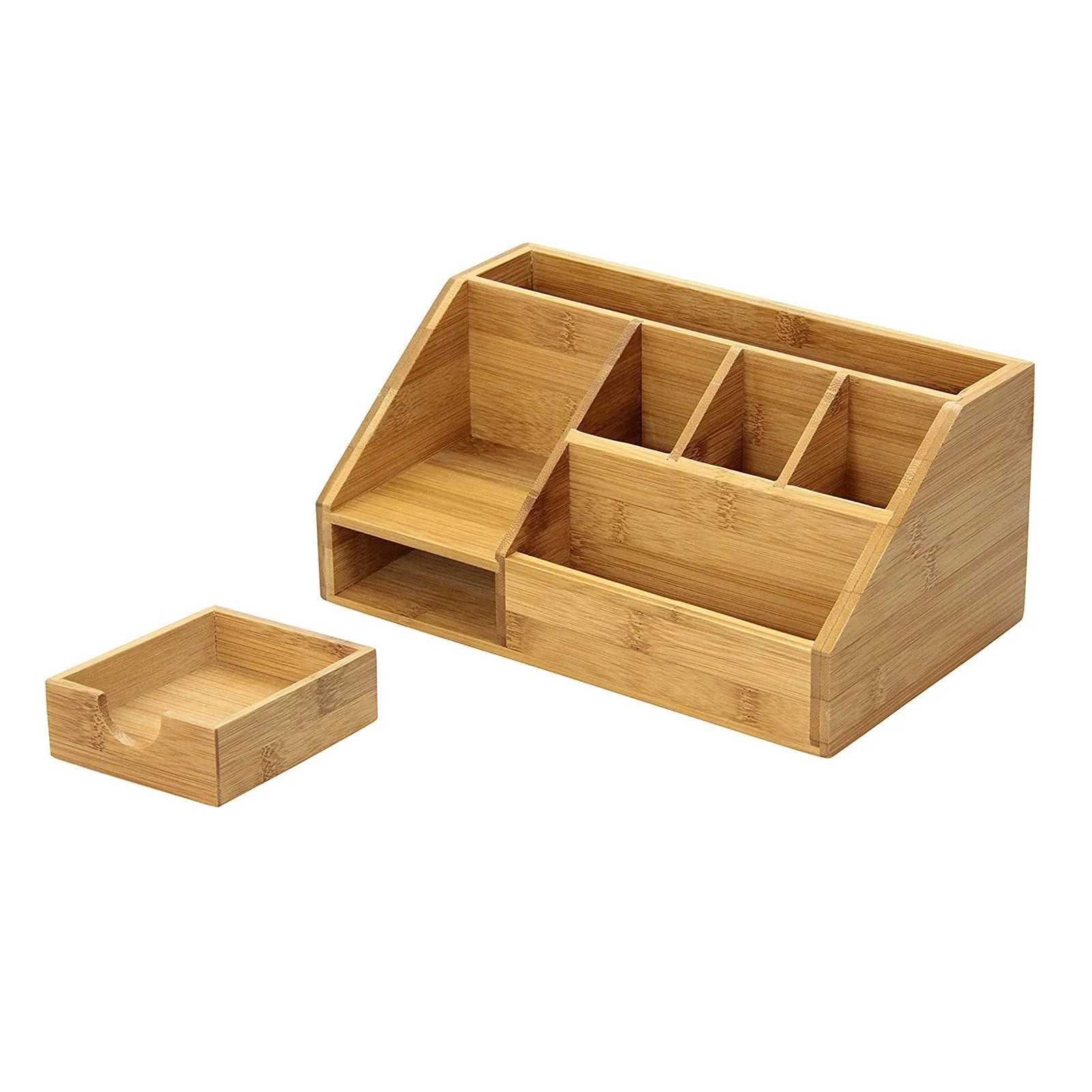 

Multifunctional Wooden Office Desktop Storage Box Desktop Clutter New Creative Multi-function 5Grids Desktop Storage Box 2021