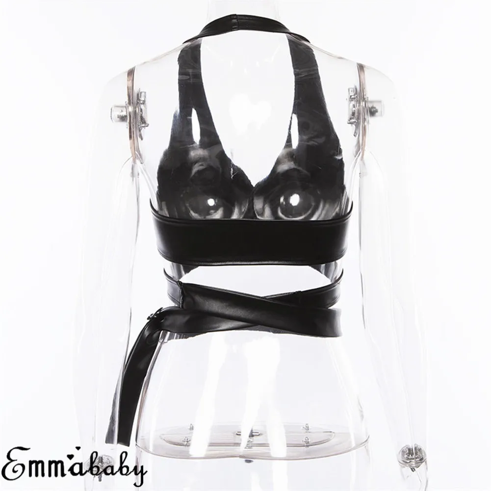 Летний женский однотонный бандаж из ПУ искусственной кожи с глубоким v-образным