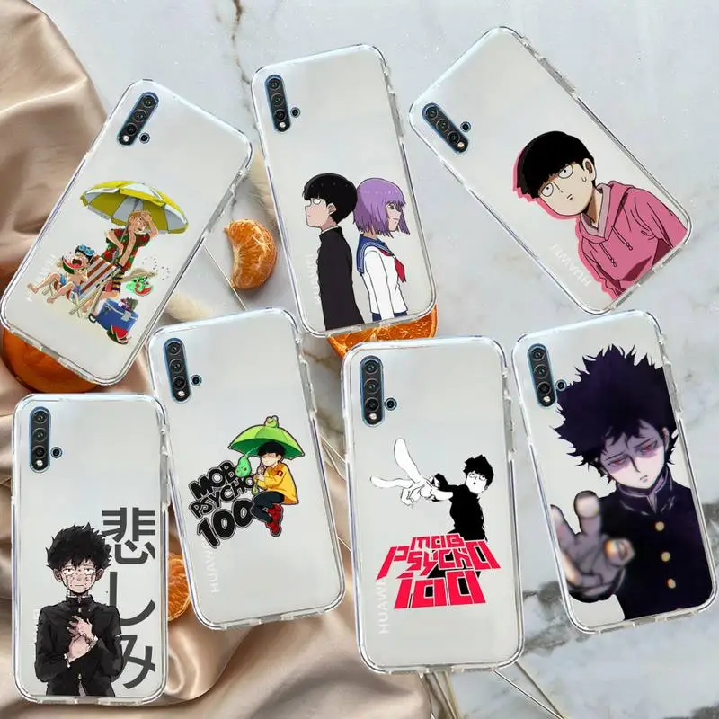 

Japan anime Mob Psycho 100 Phone Case Transparent for Huawei honor P mate 40 20 30 10 50 i 9 x mate pro lite 8a