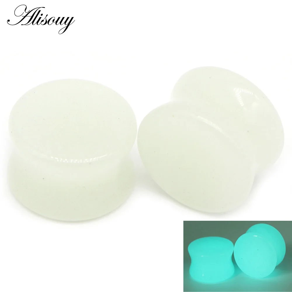 919a Luminous Stone Alisouy, 2 шт., натуральные каменные расширители для ушей, беруши, тоннели, 6 мм-16 мм, ушные растяжки, конусные пирсинг, ювелирные изделия - Окраска металла: 919a Luminous Stone