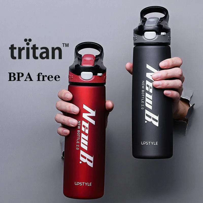 

750ml 600ml Plastic Water Bottle for Tritan Portable Sports Water Bottles with Straw Handle Drinking Bottle Leakproof BPA Free