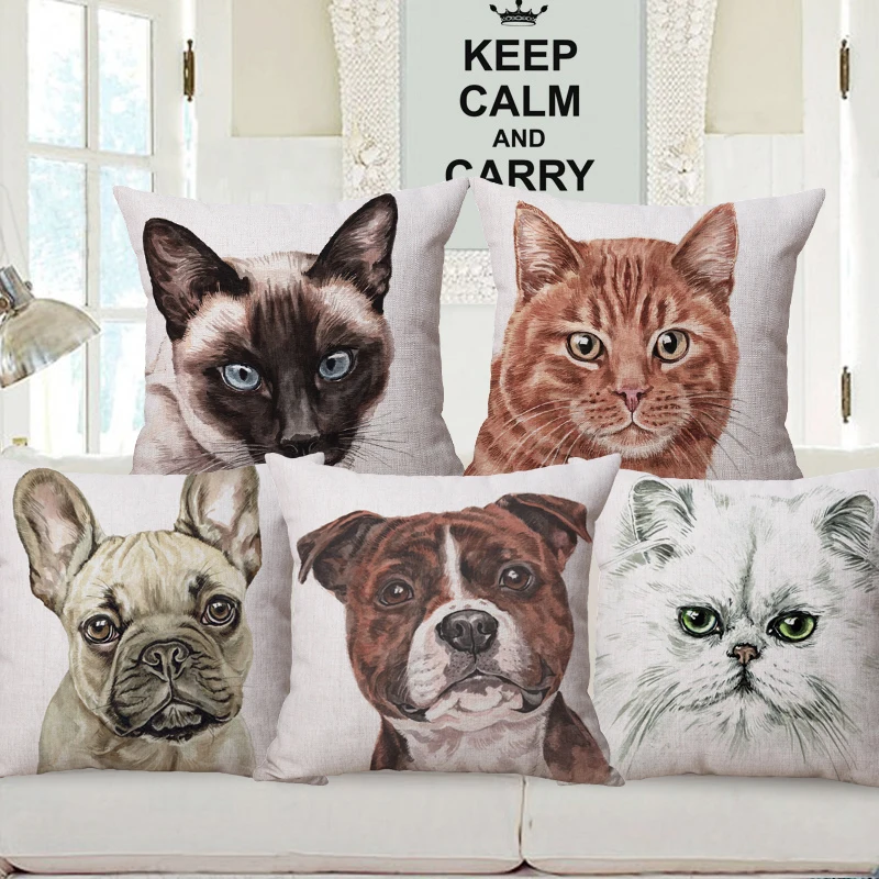 Наволочки с ручной росписью животных декоративные наволочки рисунком бульдога