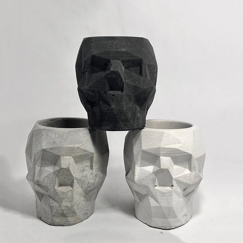 Череп головы бетон Плантатор формы геометрические свечи чай светильник