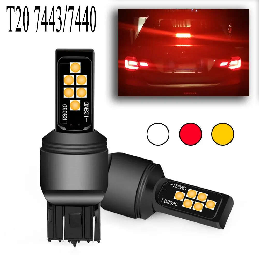 

Red Yellow White 3030 12SMD 7443 W21/5W 7440 W21W Turn Signal Tail Lamp Fog Bulb Car Brake Light
