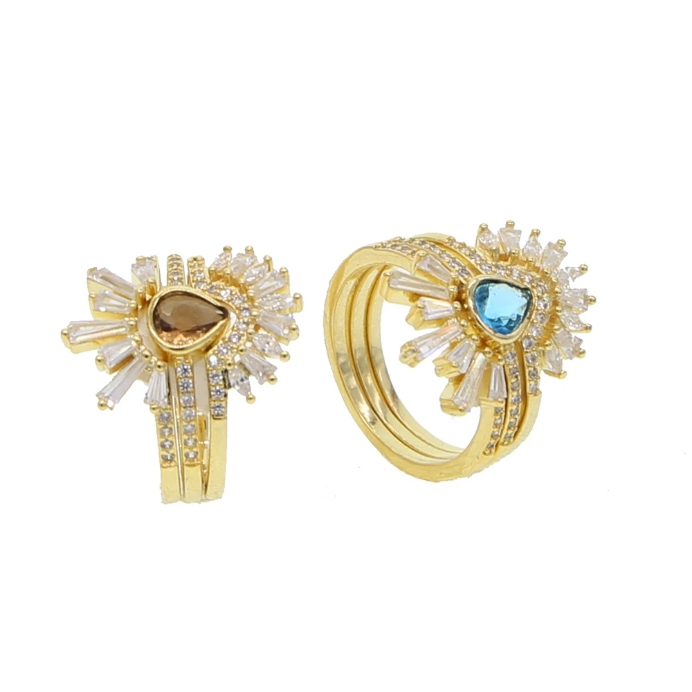 Элегантное женское Ювелирное кольцо набор из 3 предметов синий кофейный цвет