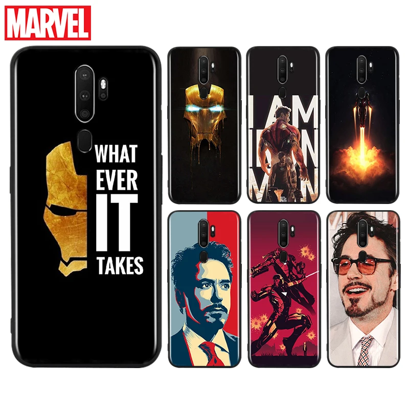 

Marvel iron man For OPPO Reno A 2 ACE 3 4 5 10 XZ00M A92020 A11 Z F Pro Pro+ Lite (4G)(5G) Black Phone Case