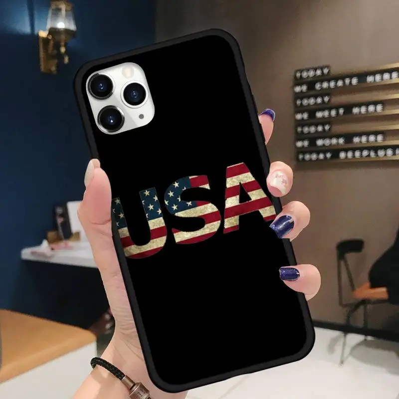 

USA Flag Phone Case for iPhone 11 12 pro XS MAX 8 7 6 6S Plus X 5S SE 2020 XR Soft silicone
