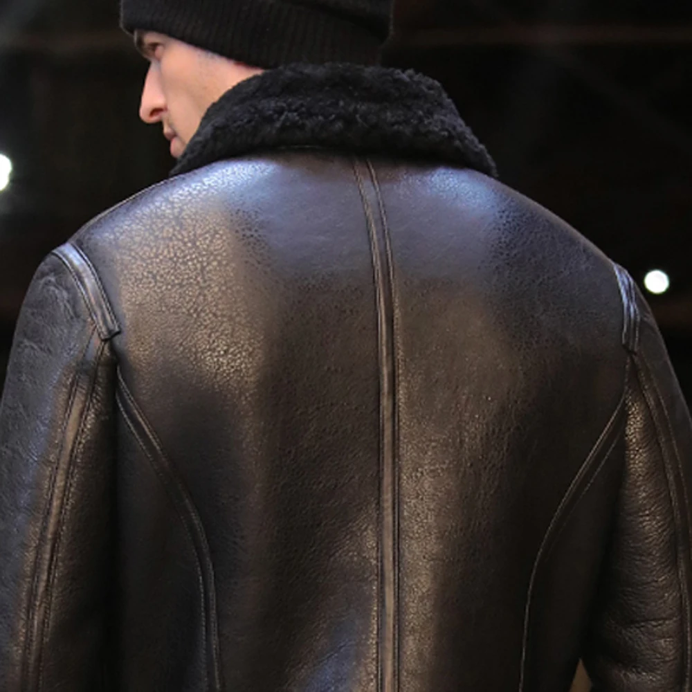 Новинка Мужская черная шуба SANI из натурального меха теплая короткая куртка