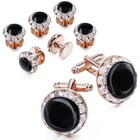 hawson enamelcrystal cufflinks and studs for men fashion tuxedo shirt jewelry cuff button mens wedding gift 4 colors available