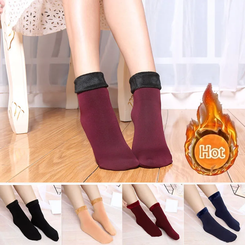

Women/Men Winter Warm Thicken Thermal Socks Wool Cashmere Snow Black Skin Seamless Sock Velvet Soft Boots Floor Sleeping Socks