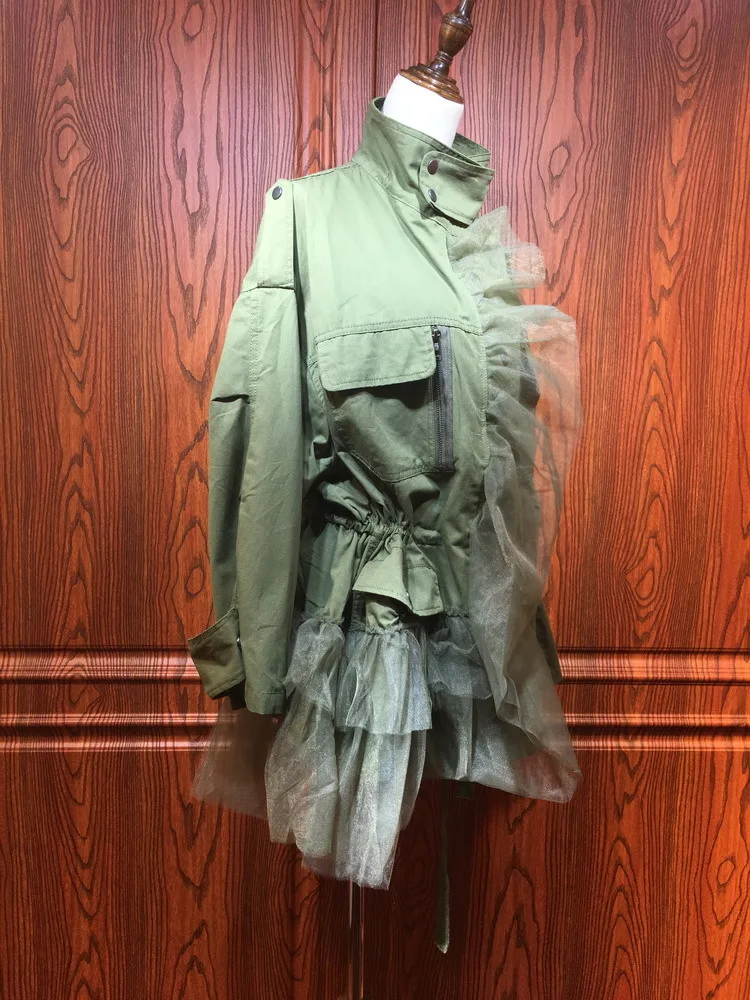 DEAT водолазка с длинными рукавами сетчатая Лоскутная Асимметричная однобортная