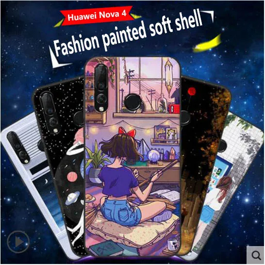 For Huawei Nova 4 4e P30 Lite phone case cartoon anime girl coloured drawing all-inclusive anti-fall scrub soft shell |