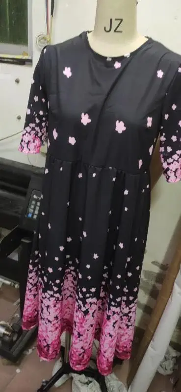 

Houthion Women's Dress New Printing Dress Hedging Knitting Sexy Sleeve O-collar Fashion Casual