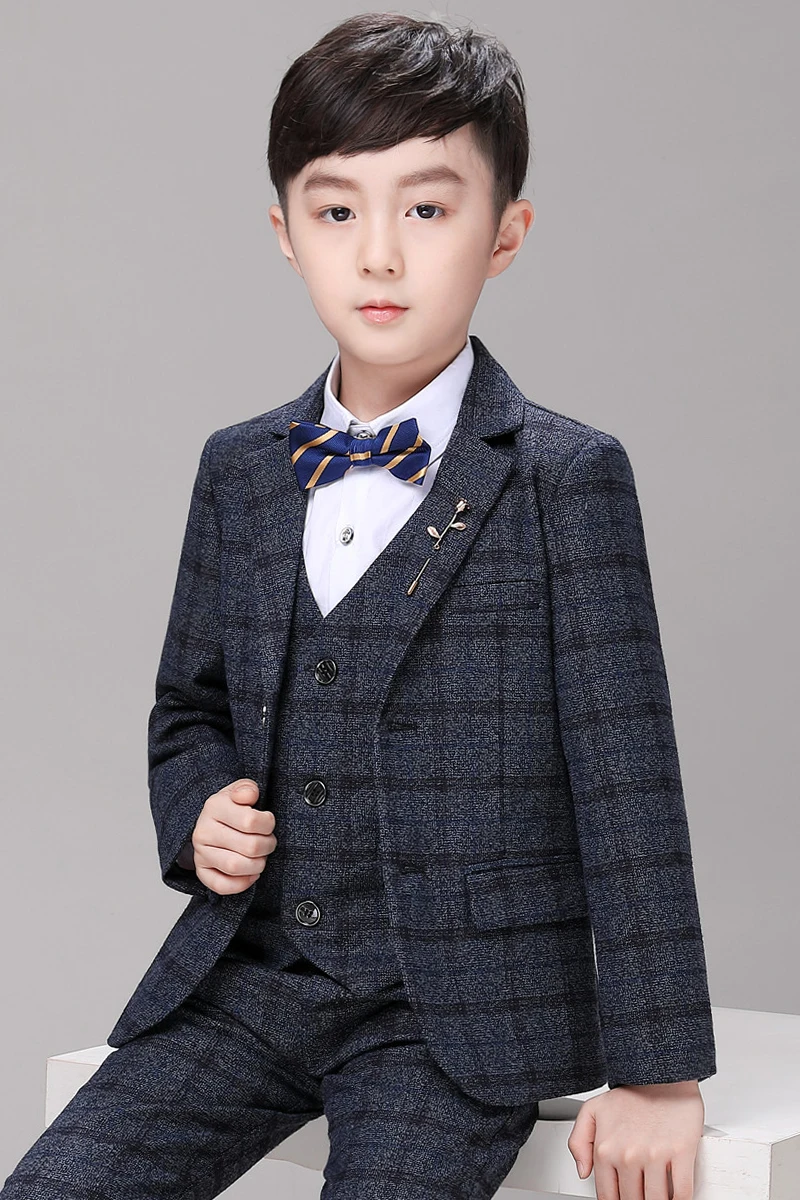 Nimble свадебные костюмы для мальчиков Новое поступление однотонный темно синий