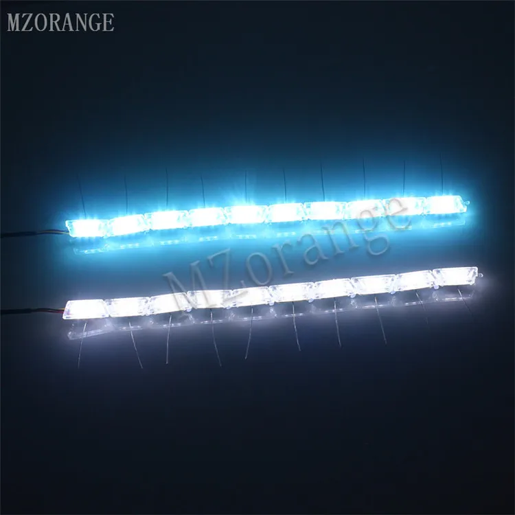 white iceblue 2x автомобильный гибкий белый/янтарный переключатель светодиодный Knight Rider полосы света для фар последовательный мигалка двойной DRL цвет сигнал поворота - Цвет: white iceblue