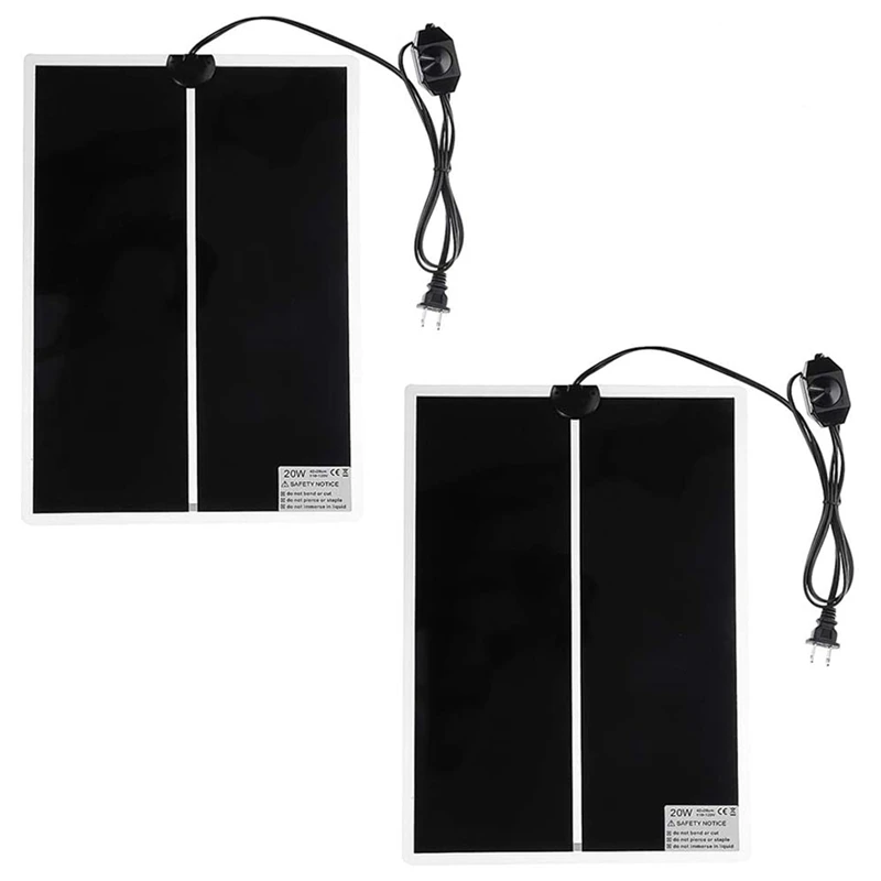 

AAAK -2 Packs of 20W Reptile Heating Pad Water Tank Heater, Heating Pad for Reptile Water Tank Glass Heater Us Plug