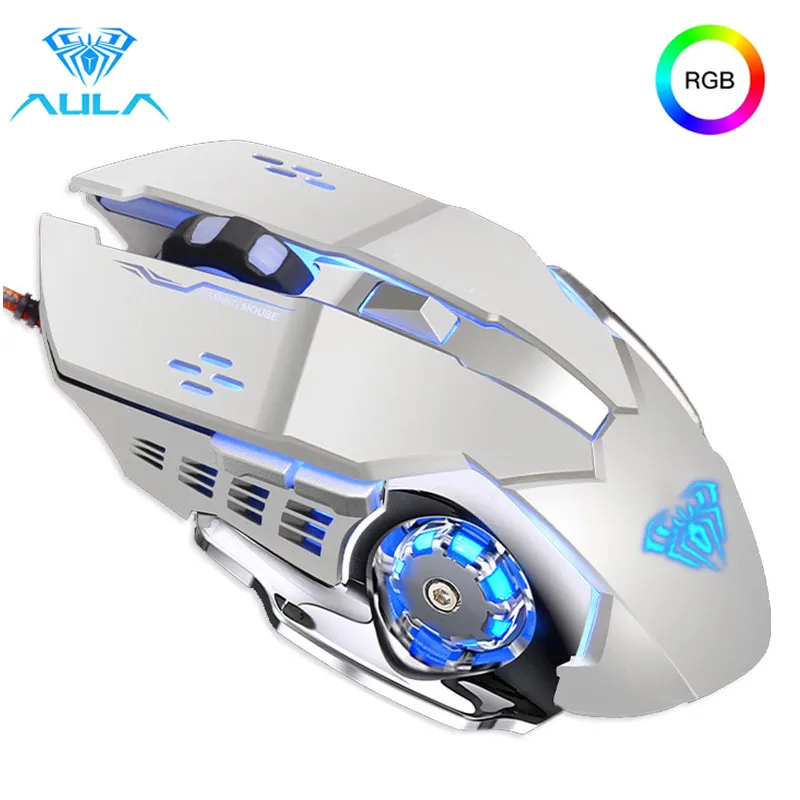 

AULA S20 Mouse RGB Backlight Gaming Mouse Gamer Wired 2400 DPI Adjustable Ergonomic Optical PC Desktop Laptop Computer Mice