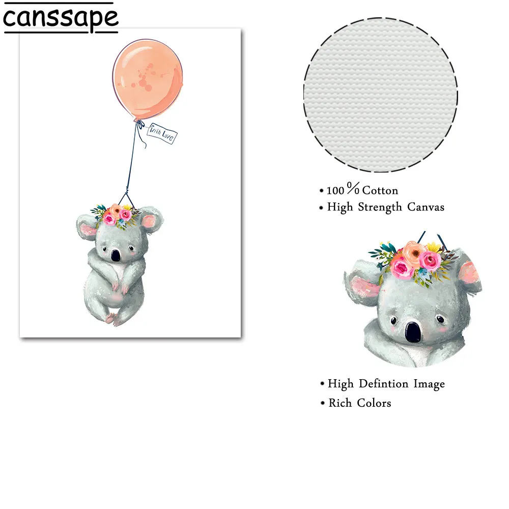 Кролик Воздушный шар для детской стены художественный принт коала кролик холст