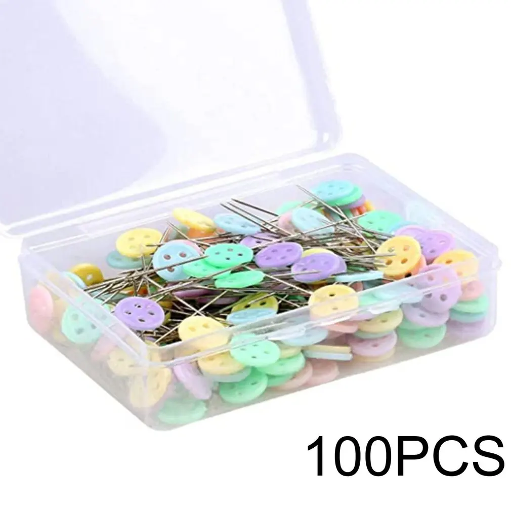 

100pcs/box Dressmaking Pins Embroidery Patchwork Pins Mixed Color Sewing Patchwork Pins Flower Head Pins Sewing Tool Needle Arts