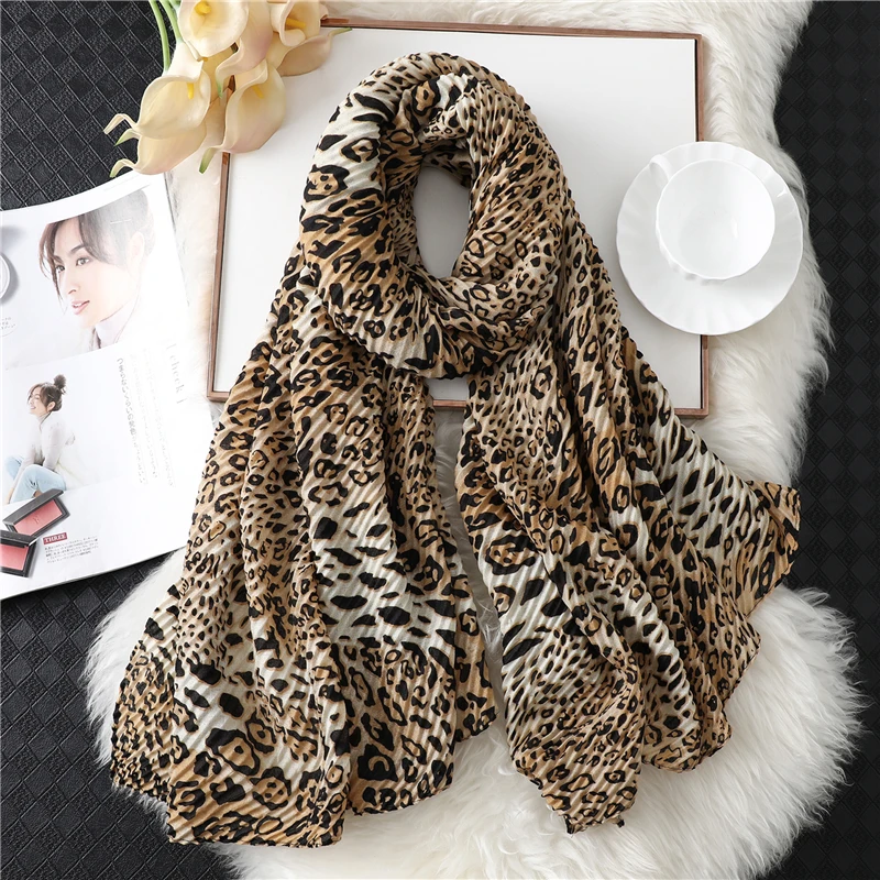 Модный Леопардовый шарф 2020 женские хлопковые зимние шарфы с принтом