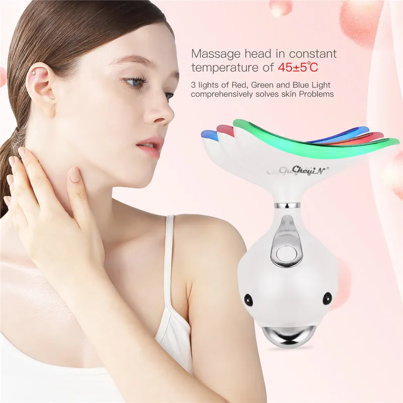 

4 in 1 Remove Double Chin Neck Device LED Photon Therapy Anti-Wrinkle Accupoint Vibration Face Skin Lifting Tightening Massager