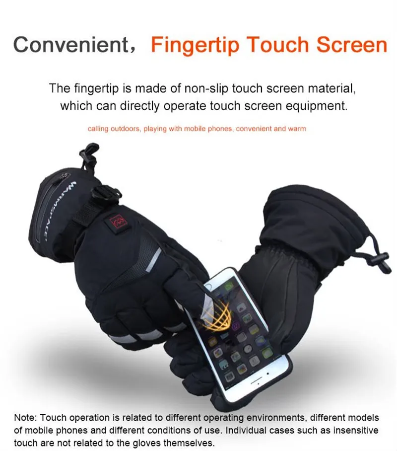 

Outdoor Heating Gloves Three-speed Thermostat Touch Screen Function Waterproof Widened Three-dimensional Wristband Tool