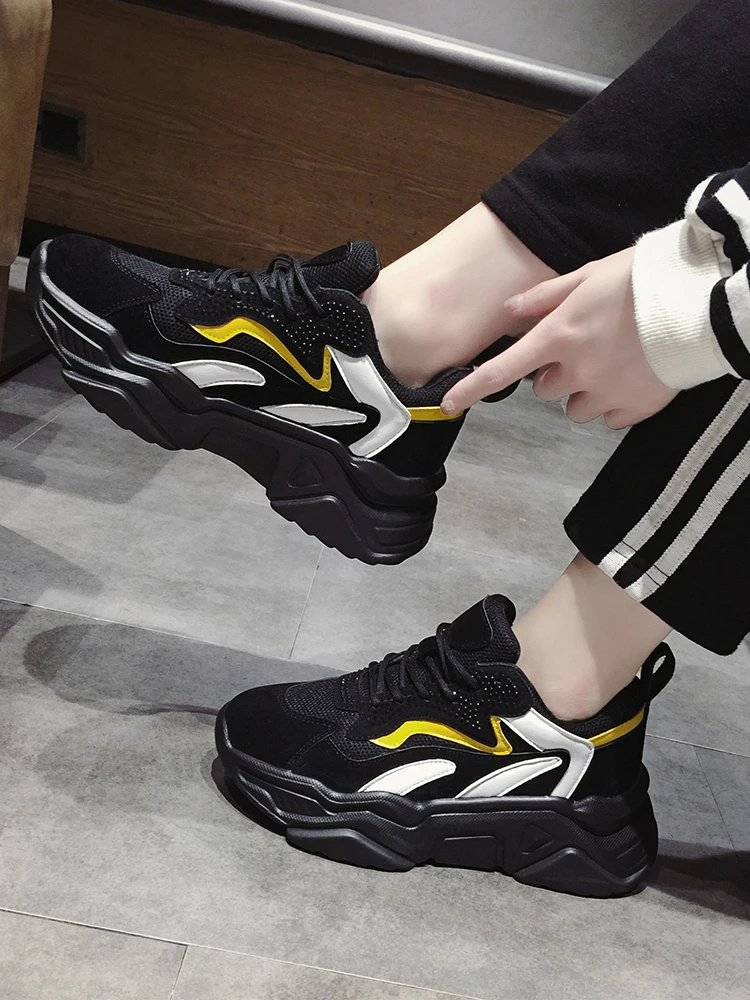 Женские кроссовки из искусственной кожи повседневные винтажные на толстой