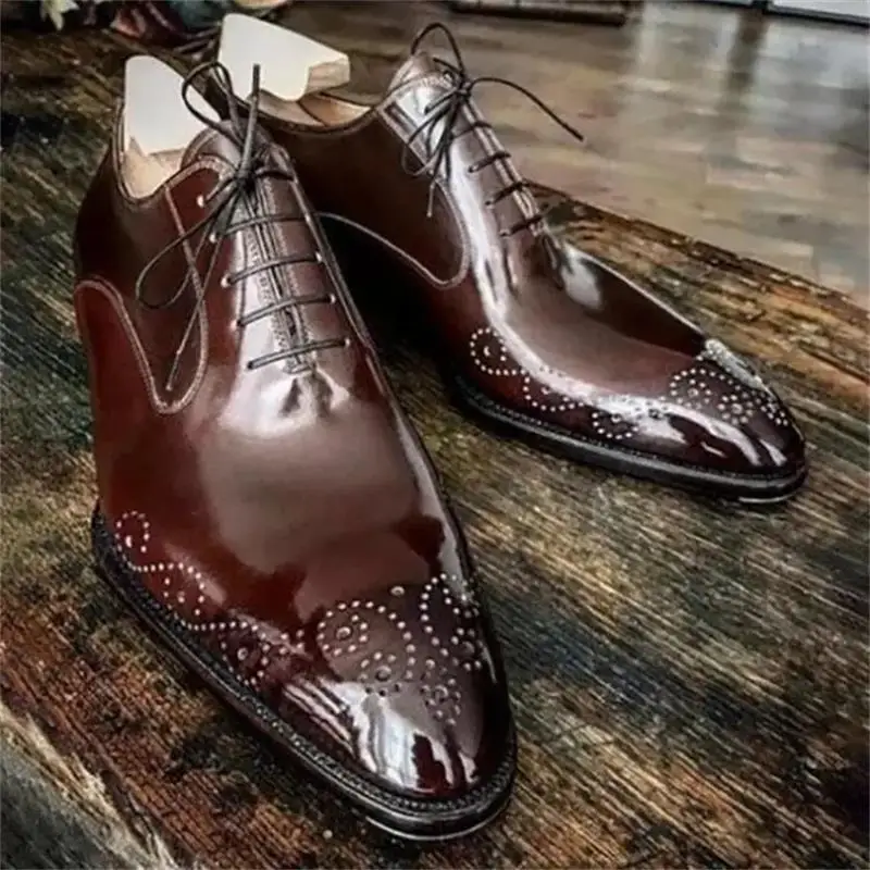 

New Arrivals Breathable Men's Shoes High Quality Pu Leather Lace-up Business Shoes Retro Classic Zapatos Soulier Homme YX111