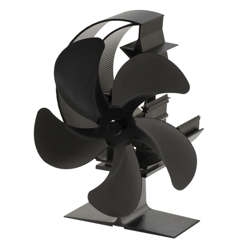 Новый вентилятор для каминной плиты с 5 лопастями черный нагревательный тихий