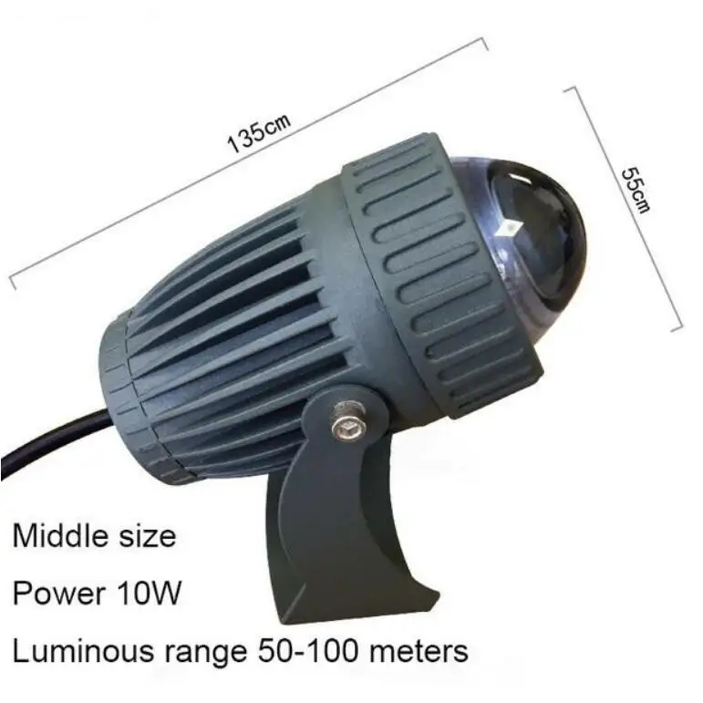 10W Middle Size Уличный светодиодный точечный светильник, водонепроницаемый настенный светильник, узкий угол луча, светодиодный прожектор, 3 Вт, 10 Вт, Точечный светильник, Дальняя настенная омывающая лампа - Испускаемый цвет: 10W Middle Size